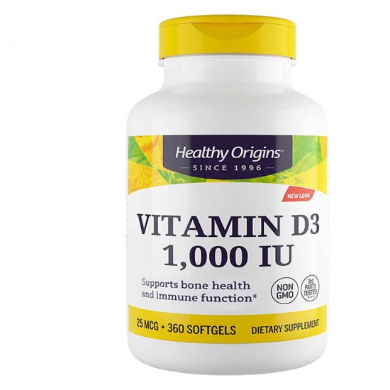 Healthy Origins Витамин D3 1000 Iu/ 25мкг. 360Кап